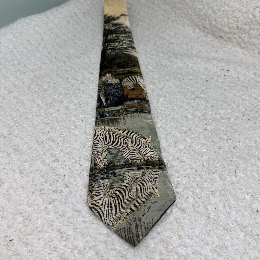 Endangered Species Simon Combes Zebras Silk Necktie